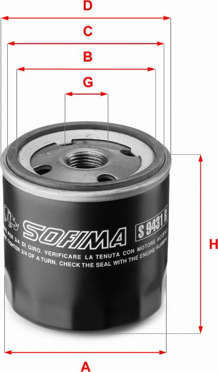 Sofima S 9431 R - Oil Filter www.autospares.lv