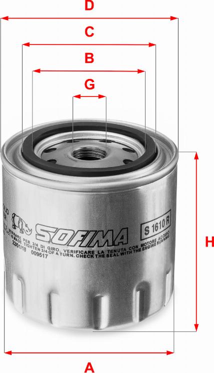 Sofima S 1610 R - Oil Filter www.autospares.lv