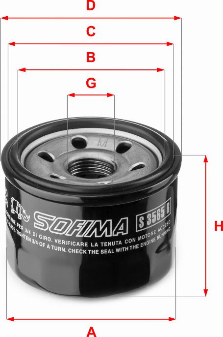 Sofima S 3565 R - Eļļas filtrs www.autospares.lv