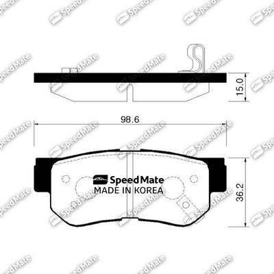 SpeedMate SM-BPH022 - Brake Pad Set, disc brake www.autospares.lv