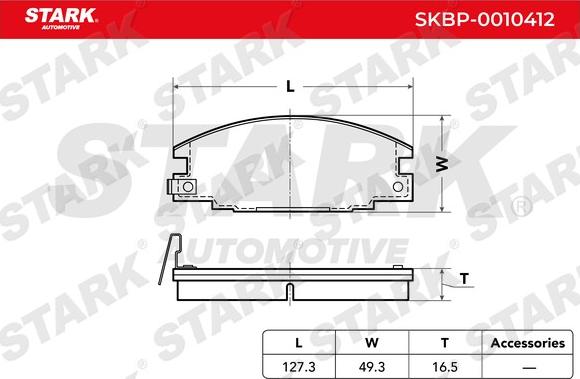 Stark SKBP-0010412 - Тормозные колодки, дисковые, комплект www.autospares.lv