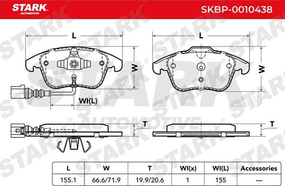 Stark SKBP-0010438 - Тормозные колодки, дисковые, комплект www.autospares.lv