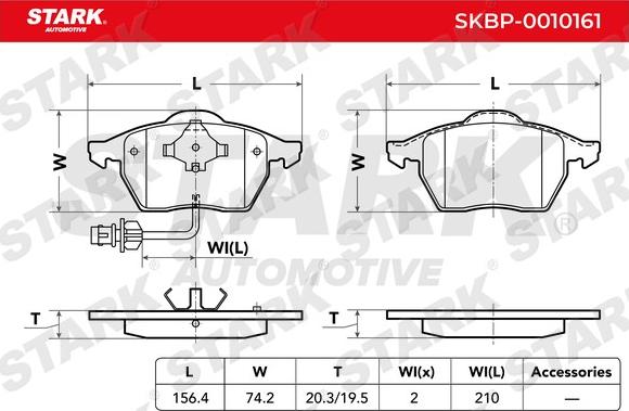 Stark SKBP-0010161 - Тормозные колодки, дисковые, комплект www.autospares.lv