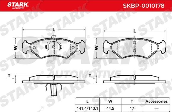 Stark SKBP-0010178 - Bremžu uzliku kompl., Disku bremzes autospares.lv