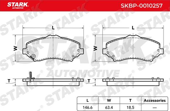 Stark SKBP-0010257 - Bremžu uzliku kompl., Disku bremzes www.autospares.lv