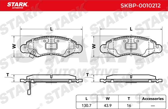 Stark SKBP-0010212 - Тормозные колодки, дисковые, комплект www.autospares.lv