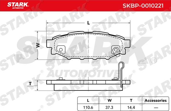 Stark SKBP-0010221 - Bremžu uzliku kompl., Disku bremzes www.autospares.lv