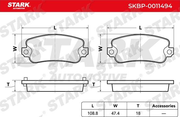 Stark SKBP-0011494 - Тормозные колодки, дисковые, комплект www.autospares.lv