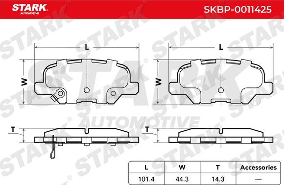 Stark SKBP-0011425 - Bremžu uzliku kompl., Disku bremzes www.autospares.lv