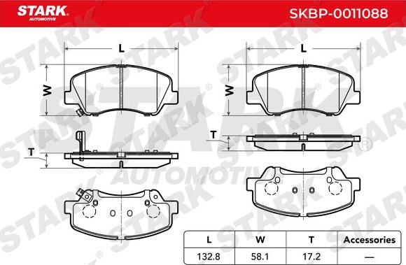 Stark SKBP-0011088 - Тормозные колодки, дисковые, комплект www.autospares.lv