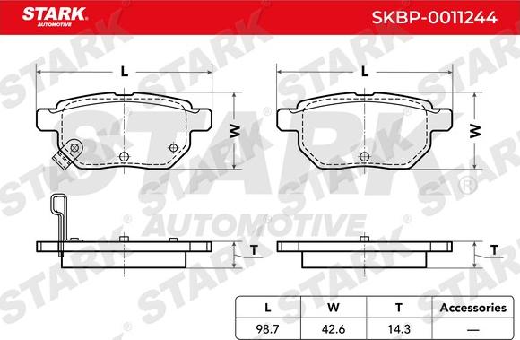 Stark SKBP-0011244 - Тормозные колодки, дисковые, комплект www.autospares.lv