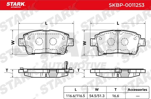 Stark SKBP-0011253 - Тормозные колодки, дисковые, комплект www.autospares.lv