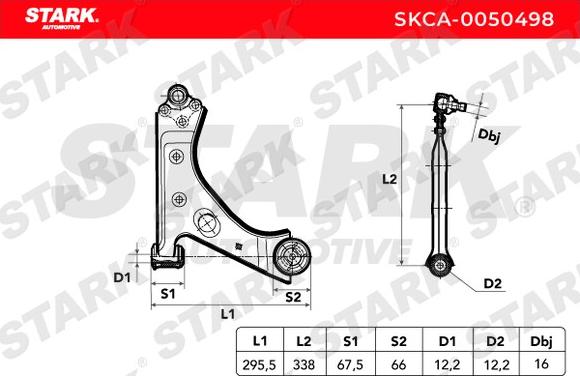 Stark SKCA-0050498 - Neatkarīgās balstiekārtas svira, Riteņa piekare autospares.lv