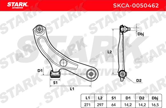 Stark SKCA-0050462 - Neatkarīgās balstiekārtas svira, Riteņa piekare autospares.lv