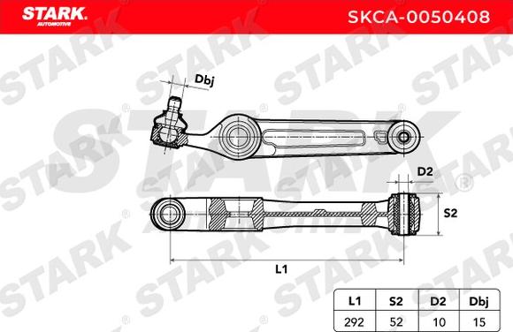 Stark SKCA-0050408 - Neatkarīgās balstiekārtas svira, Riteņa piekare www.autospares.lv