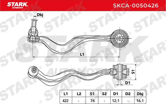 Stark SKCA-0050426 - Neatkarīgās balstiekārtas svira, Riteņa piekare autospares.lv