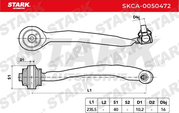 Stark SKCA-0050472 - Neatkarīgās balstiekārtas svira, Riteņa piekare www.autospares.lv