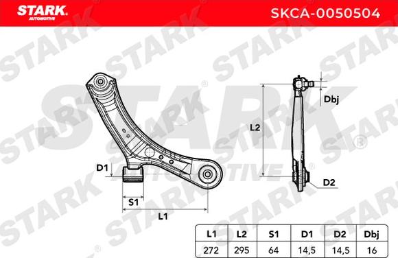 Stark SKCA-0050504 - Neatkarīgās balstiekārtas svira, Riteņa piekare autospares.lv