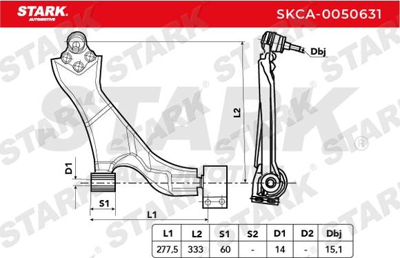 Stark SKCA-0050631 - Neatkarīgās balstiekārtas svira, Riteņa piekare autospares.lv