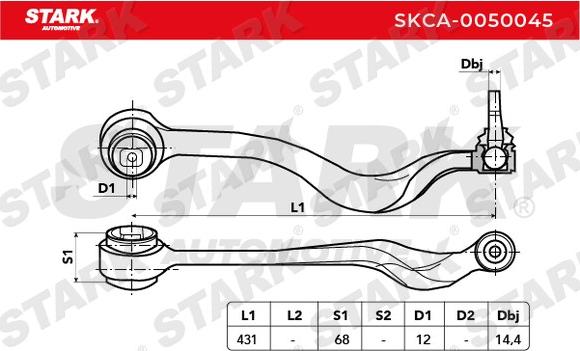 Stark SKCA-0050045 - Neatkarīgās balstiekārtas svira, Riteņa piekare autospares.lv