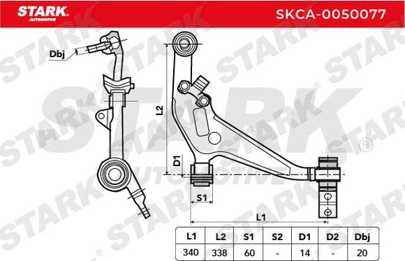 Stark SKCA-0050077 - Neatkarīgās balstiekārtas svira, Riteņa piekare autospares.lv