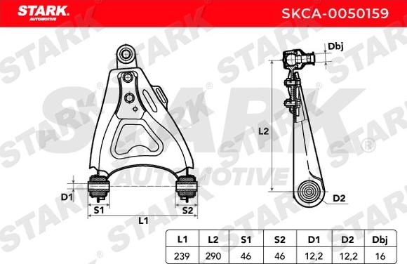 Stark SKCA-0050159 - Neatkarīgās balstiekārtas svira, Riteņa piekare autospares.lv