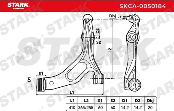 Stark SKCA-0050184 - Neatkarīgās balstiekārtas svira, Riteņa piekare www.autospares.lv