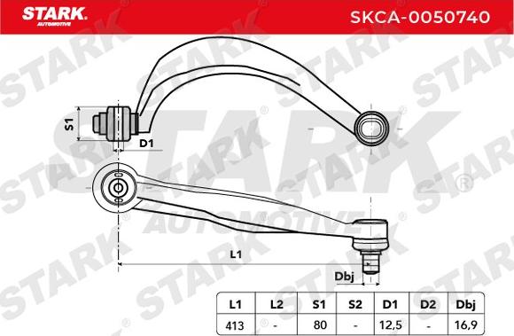 Stark SKCA-0050740 - Neatkarīgās balstiekārtas svira, Riteņa piekare autospares.lv