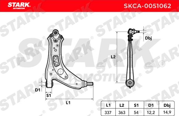 Stark SKCA-0051062 - Neatkarīgās balstiekārtas svira, Riteņa piekare autospares.lv