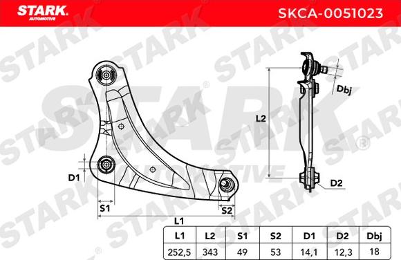 Stark SKCA-0051023 - Neatkarīgās balstiekārtas svira, Riteņa piekare autospares.lv