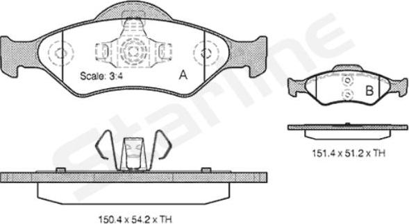 Starline BD S824P - Bremžu uzliku kompl., Disku bremzes autospares.lv