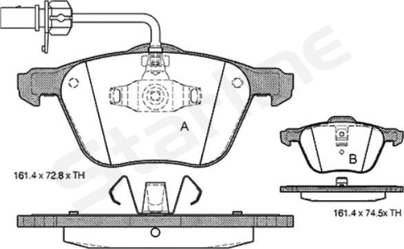 Starline BD S312 - Тормозные колодки, дисковые, комплект www.autospares.lv