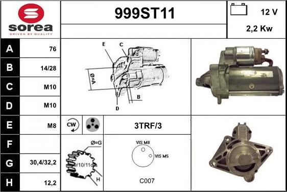 STARTCAR 999ST11 - Starteris autospares.lv