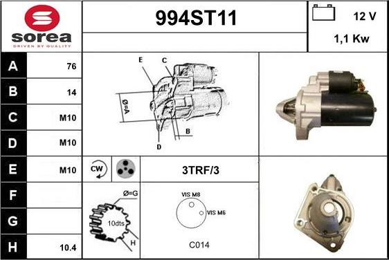 STARTCAR 994ST11 - Starter www.autospares.lv