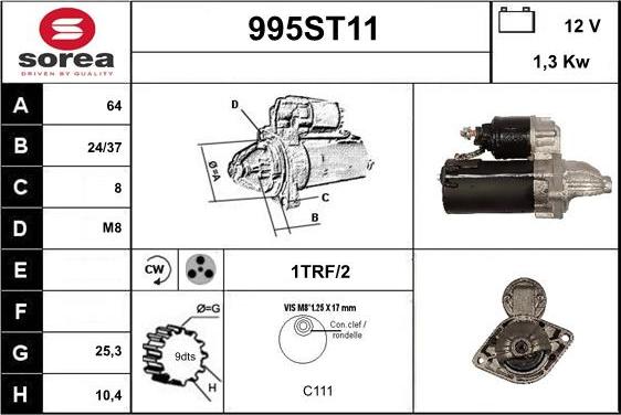 STARTCAR 995ST11 - Стартер www.autospares.lv