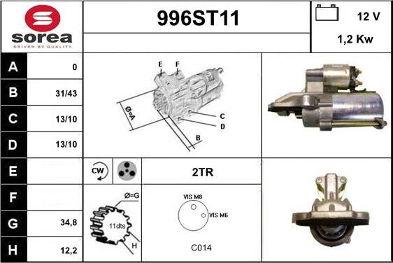 STARTCAR 996ST11 - Стартер www.autospares.lv