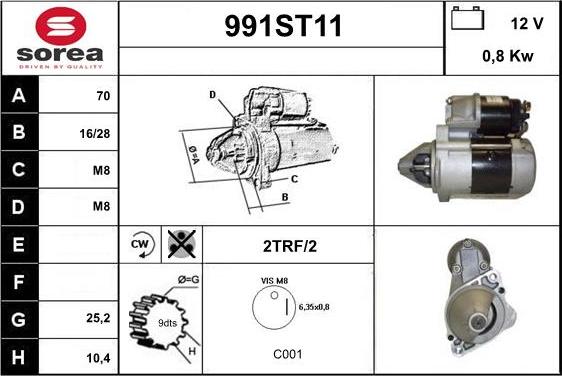 STARTCAR 991ST11 - Стартер www.autospares.lv