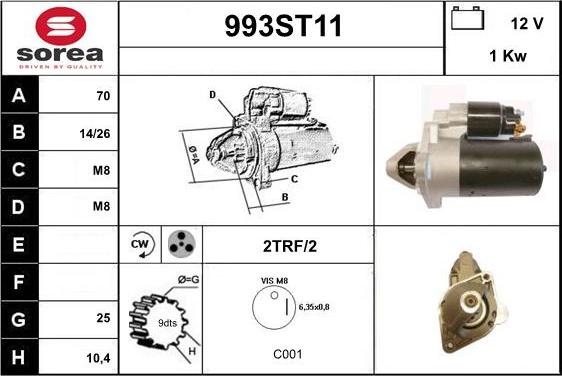 STARTCAR 993ST11 - Стартер www.autospares.lv