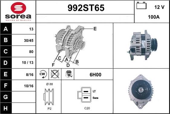 STARTCAR 992ST65 - Ģenerators www.autospares.lv