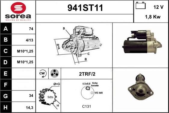 STARTCAR 941ST11 - Стартер www.autospares.lv