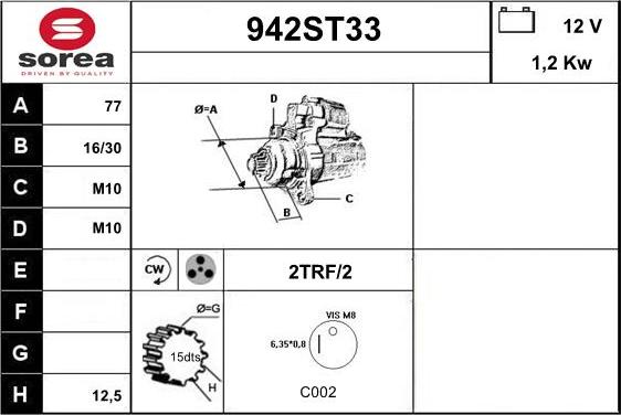 STARTCAR 942ST33 - Starteris www.autospares.lv