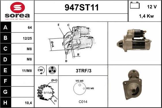 STARTCAR 947ST11 - Starteris autospares.lv