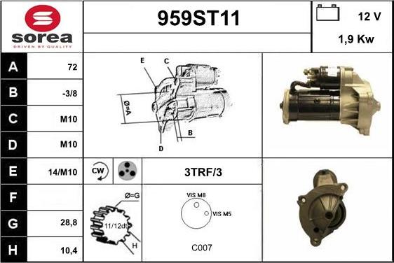 STARTCAR 959ST11 - Стартер www.autospares.lv