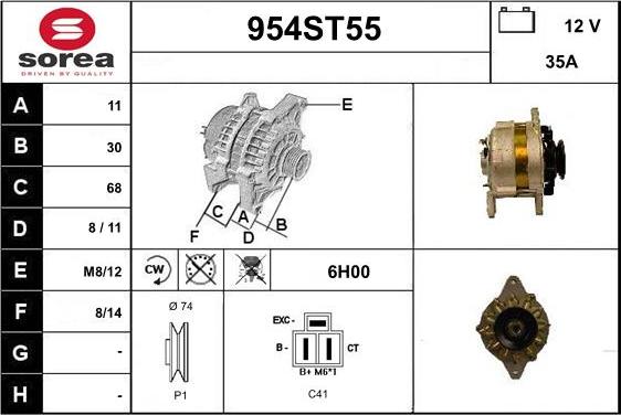 STARTCAR 954ST55 - Alternator www.autospares.lv