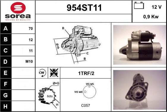 STARTCAR 954ST11 - Starter www.autospares.lv