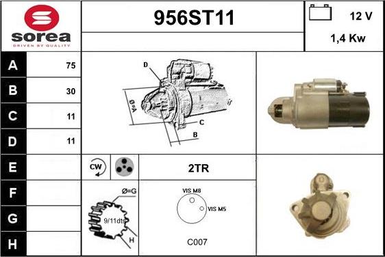 STARTCAR 956ST11 - Starteris www.autospares.lv