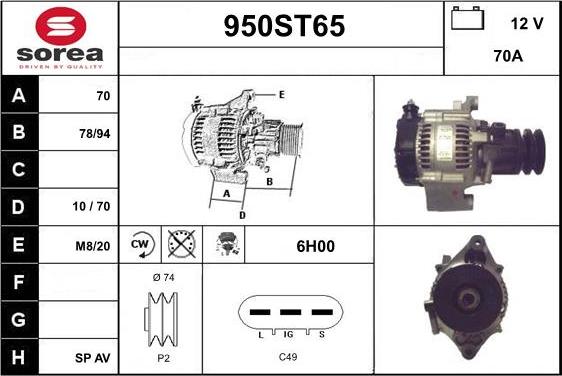 STARTCAR 950ST65 - Ģenerators www.autospares.lv