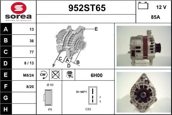 STARTCAR 952ST65 - Ģenerators autospares.lv