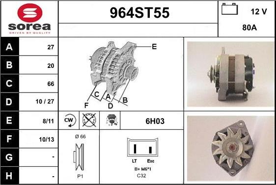 STARTCAR 964ST55 - Ģenerators www.autospares.lv