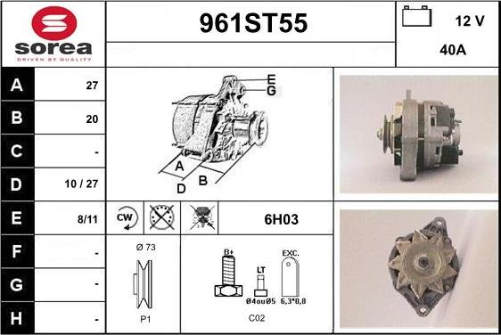 STARTCAR 961ST55 - Alternator www.autospares.lv